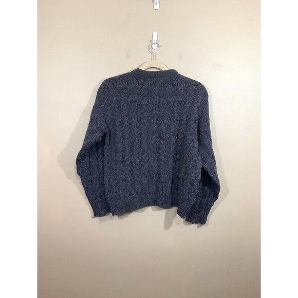 VTG AS Cooper Bermuda Mens Wool Cable Knit Sweater XL Purple Preppy Minimalist - Picture 2 of 6